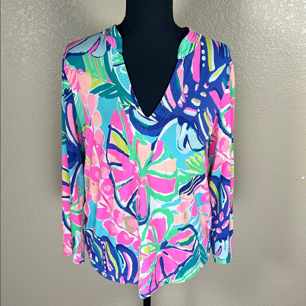 Lilly Pulitzer Women’s Size Large Floral 3/4 Sleeve Shirt